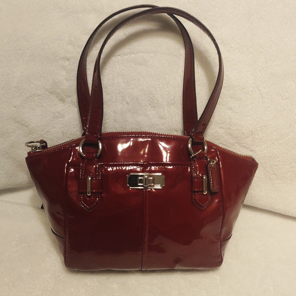 COACH Glossy Wine Burgundy Chelsea Patent Small Tote/Satchel VTG EXC